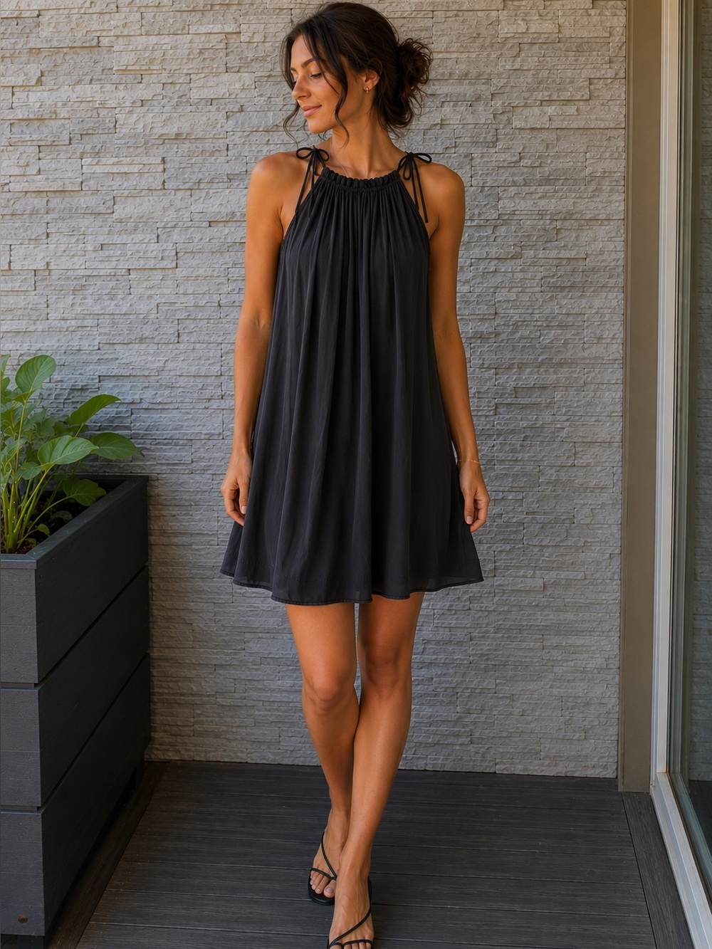 Isabel Marant halter dark charcoal dress